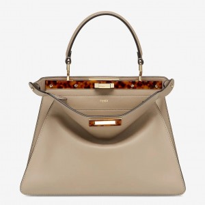 Fendi Grey Peekaboo ISeeU Medium Bag with Tortoiseshell