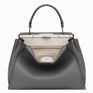 Fendi Selleria Peekaboo Medium Bag In Grey Roman Leather