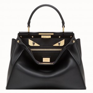 Fendi Black Peekaboo Medium Bag With Bag Bugs Eyes