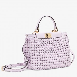 Fendi Peekaboo Mini Bag In Lilac Interlace Leather