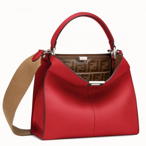 Fendi Red Peekaboo X Lite Regular Bag