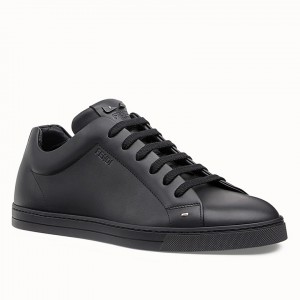 Fendi Men's Lace-up Sneakers In Black Leather