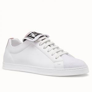 Fendi Men's Low-tops Sneakers In White Mesh and Leather