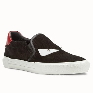 Fendi Burgundy Suede Slip-ons Sneakers