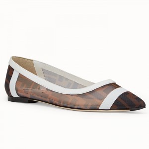Fendi White Mesh Flats Ballerinas