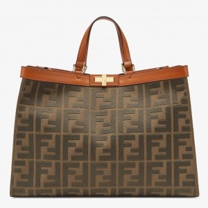 Fendi Peekaboo X Tote In Green Canvas with FF Motif