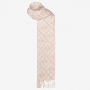 Fendi Beige Cashmere FF Long Scarf