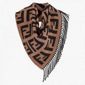 Fendi Brown FF Triangle Shawl 