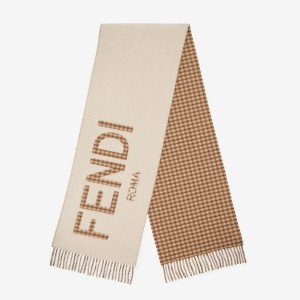 Fendi Scarf In Beige Wool and Cashmere