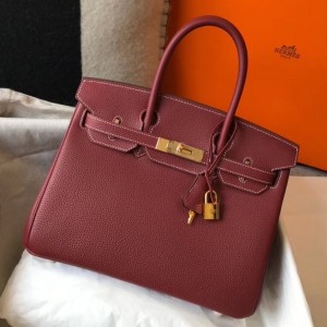 Hermes Birkin 30cm Bag In Bordeaux Clemence Leather