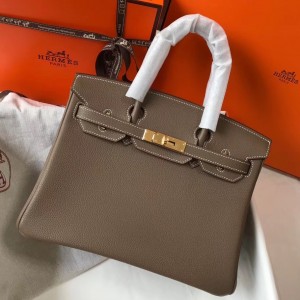 Hermes Birkin 30cm Bag In Taupe Clemence Leather