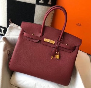 Hermes Birkin 35cm Bag In Bordeaux Clemence Leather