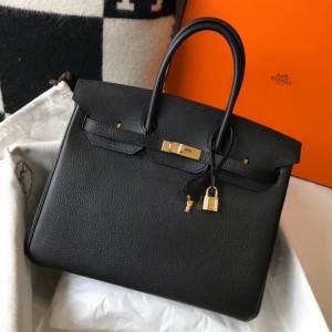 Hermes Birkin 35cm Bag In Black Clemence Leather