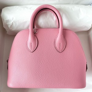 Hermes Bolide 1923 Mini Handmade Bag In Rose Confetti Chevre Mysore Leather 