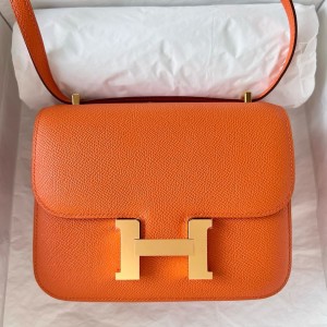 Hermes Constance 18 Handmade Bag In Orange Epsom Calfskin