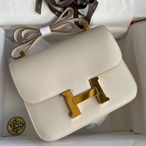 Hermes Constance 24 Handmade Bag In Craie Epsom Calfskin