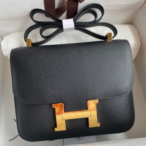 Hermes Constance 24 Handmade Bag In Black Epsom Calfskin