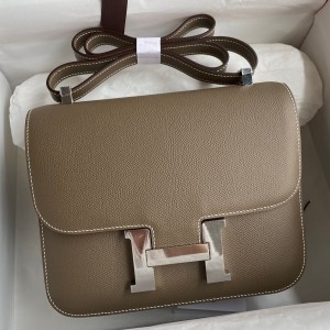 Hermes Constance 24 Handmade Bag In Taupe Epsom Calfskin