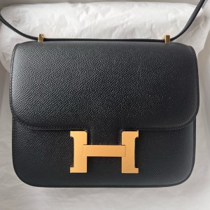 Hermes Constance 1-18 Mirror Bag In Black Epsom Calfskin