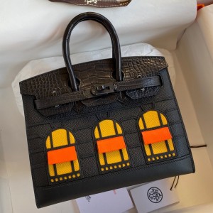Hermes So Black Midnight Faubourg Birkin 20 Sellier Limited Edition Bag