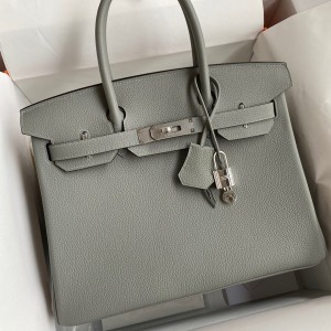 Hermes Birkin 30 Retourne Handmade Bag In Girls Mouette Clemence Leather