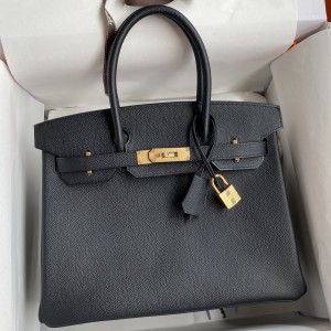 Hermes Birkin 30 Retourne Handmade Bag In Black Epsom Calfskin