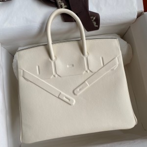 Hermes Shadow Birkin 25 Limited Edition Bag In Craie Swift Calfskin