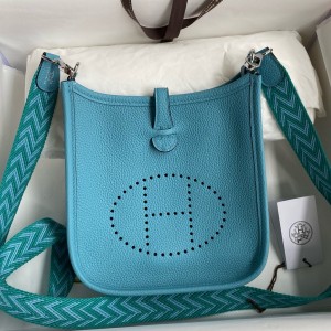 Hermes Evelyne Mini Handmade Bag in Blue du Nord Clemence Leather