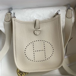 Hermes Evelyne Mini Handmade Bag in Craie Clemence Leather 