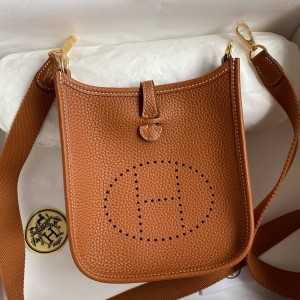 Hermes Evelyne Mini Handmade Bag in Gold Clemence Leather