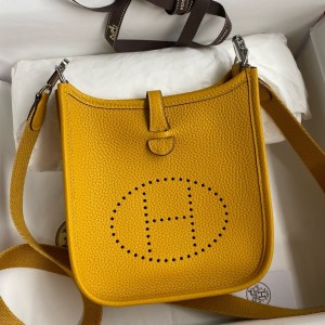 Hermes Evelyne Mini Handmade Bag in Jaune Clemence Leather 