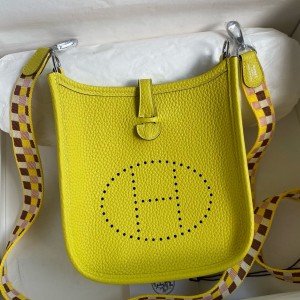 Hermes Evelyne Mini Handmade Bag in Lime Clemence Leather