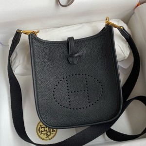 Hermes Evelyne Mini Handmade Bag in Black Clemence Leather
