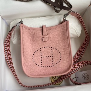 Hermes Evelyne Mini Handmade Bag in Pink Clemence Leather