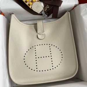 Hermes Evelyne III PM 29 Handmade Bag in Craie Clemence Leather 