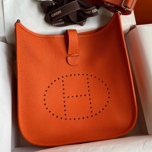 Hermes Evelyne III PM 29 Handmade Bag in Orange Clemence Leather