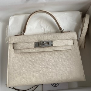 Hermes Kelly Mini II Sellier Handmade Bag In Craie Epsom Calfskin