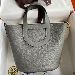 Hermes In The Loop 18 Handmade Bag in Gris Meyer Clemence Leather