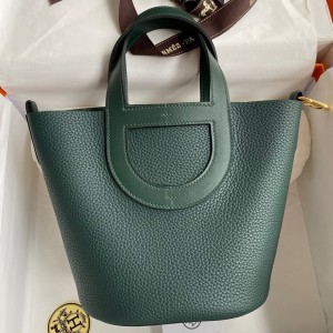 Hermes In The Loop 18 Handmade Bag in Vert Cypres Clemence Leather