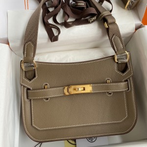 Hermes Jypsiere Mini Handmade Bag In Taupe Swift Calfskin 