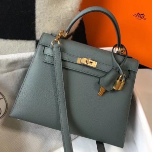 Hermes Kelly 25cm Sellier Bag In Vert Amande Epsom Leather