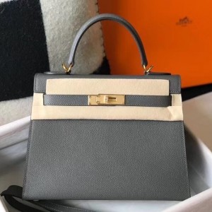 Hermes Kelly 28cm Sellier Bag In Ardoise Epsom Leather