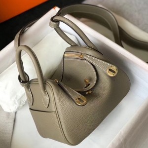 Hermes Lindy Mini Bag In Tourterelle Clemence Calfskin