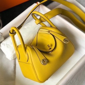 Hermes Lindy Mini Bag In Yellow Clemence Calfskin