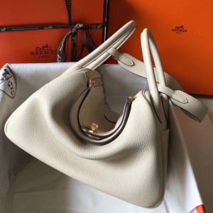 Hermes Craie Clemence Lindy 30cm Bag with GHW