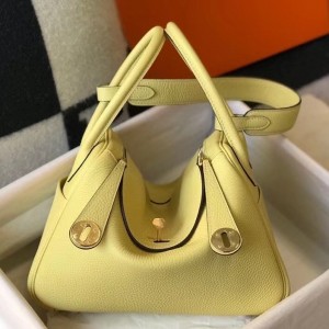 Hermes Jaune Poussin Clemence Lindy 30cm Bag with GHW