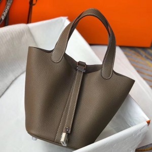 Hermes Picotin Lock 18 Bag In Taupe Clemence Leather