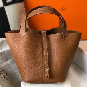 Hermes Picotin Lock 22 Bag In Gold Clemence Leather