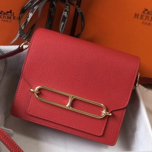 Hermes Sac Roulis Mini Bag In Red Evercolor Calfskin