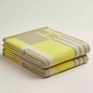 Hermes Ithaque Blanket in Tilleul Wool and Cashmere 